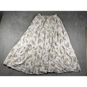 NWT Bloomingdale's Elan Women's Tropical Printed Maxi Skirt Beige Size Medium